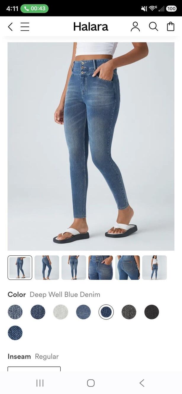 Halara Flex High Waisted Zipper Pockets Casual Skinny Jeans NWT Large Regular B6